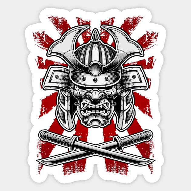 Samurai Mask Sticker by juyodesign
